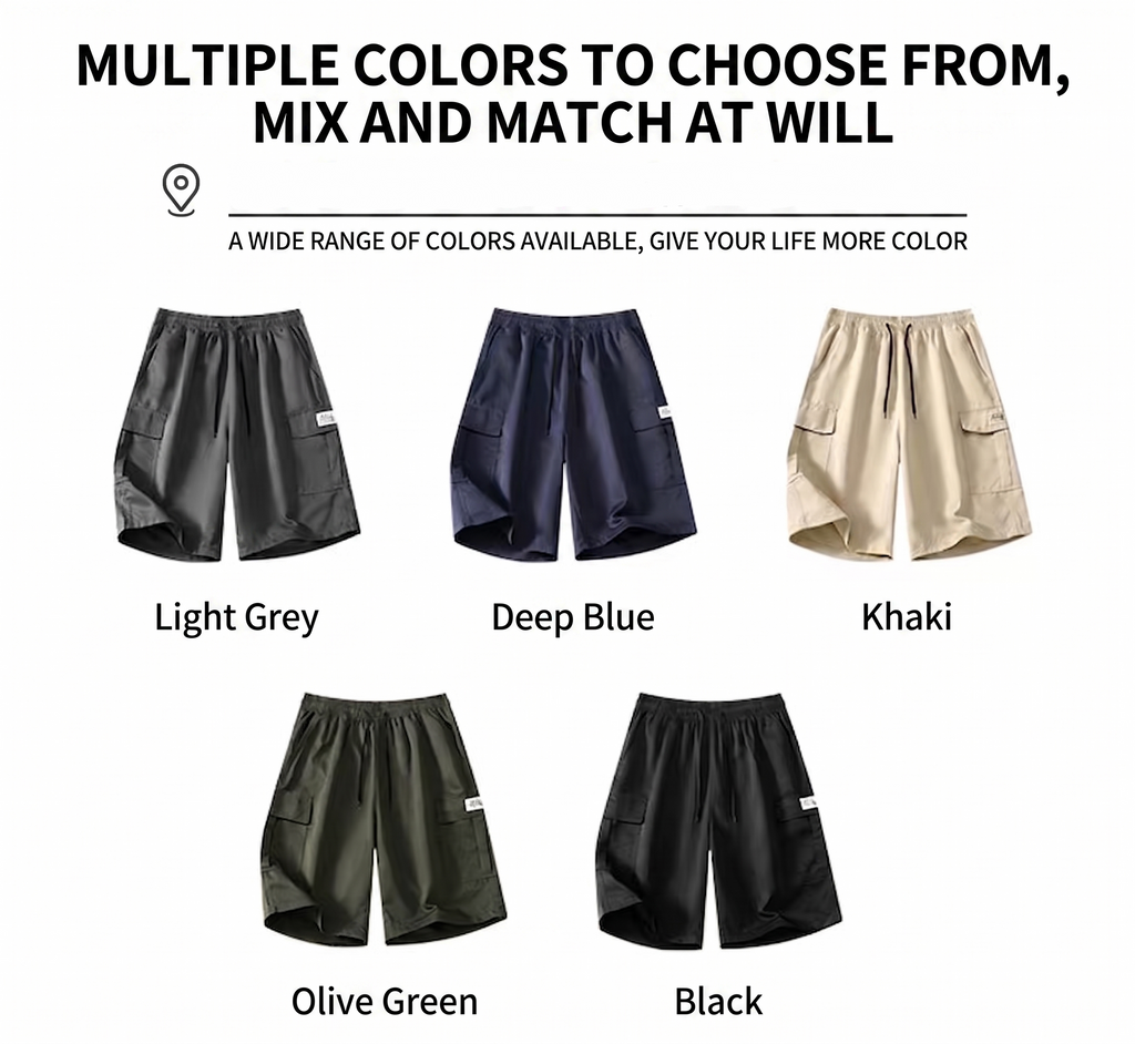 Men’s Summer Quick‑Dry Cargo Shorts  Loose Fit Knee Length