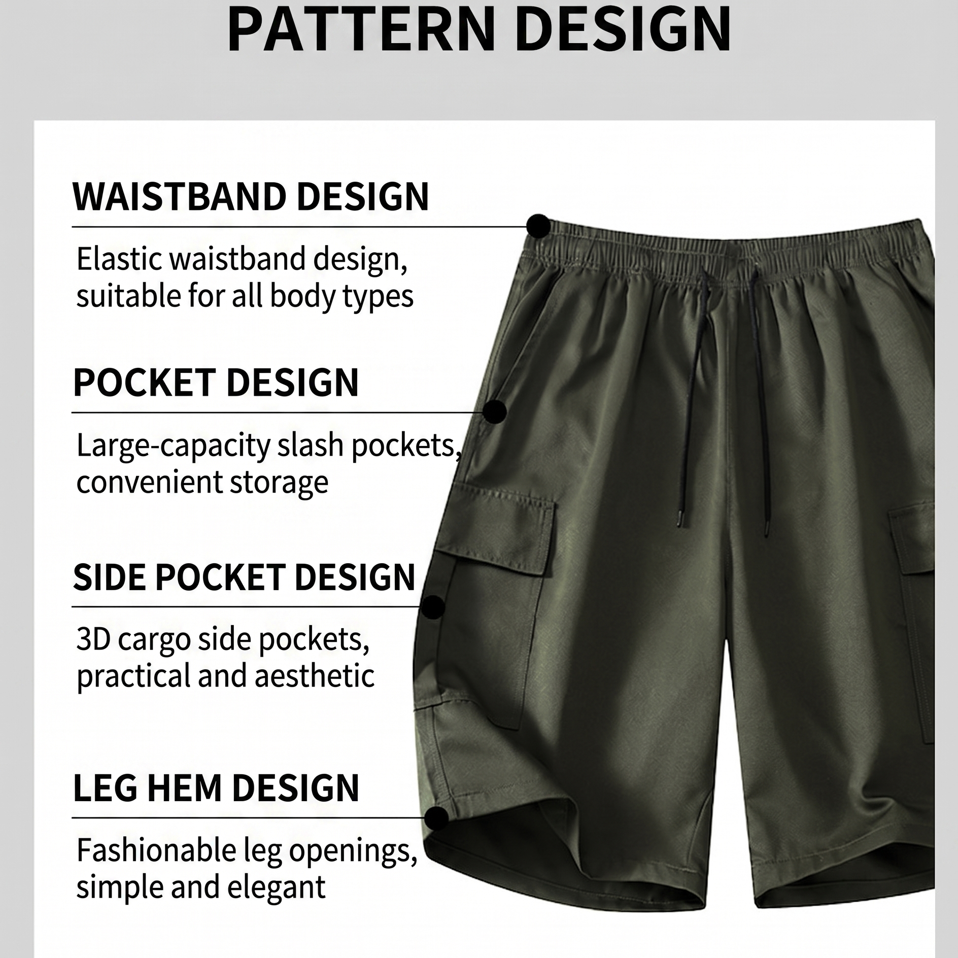 Men’s Summer Quick‑Dry Cargo Shorts  Loose Fit Knee Length