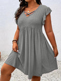 Women's V-Neck Dress with Petal Sleeves