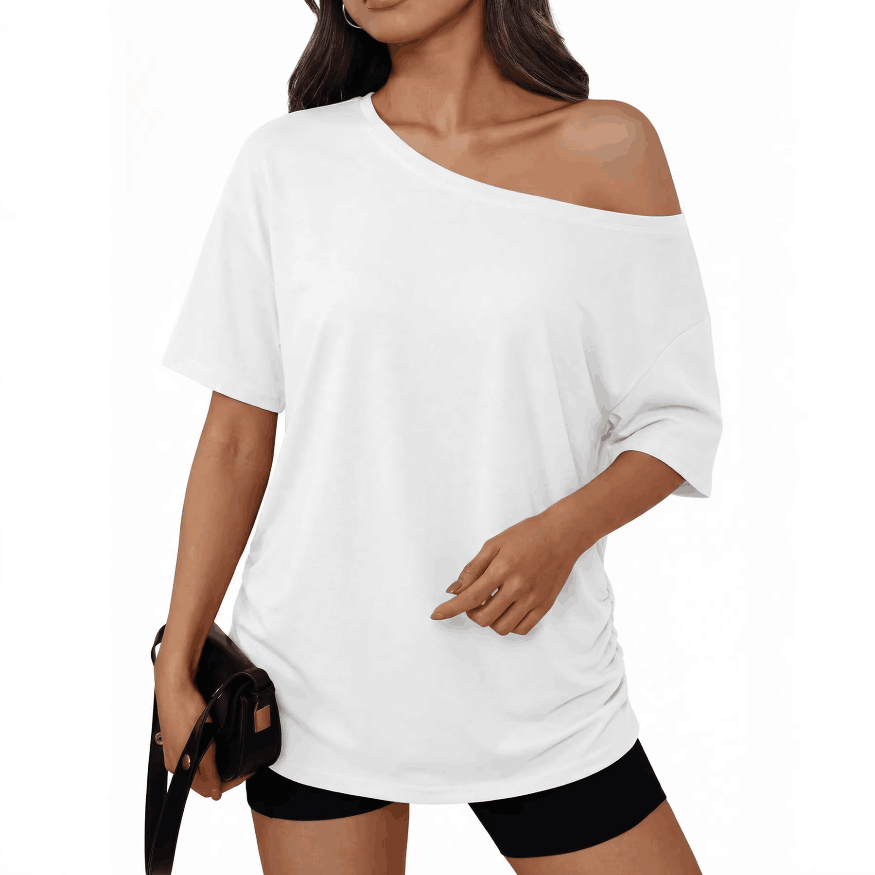 🚀50% OFF | One-Shoulder Oversized Tunic Top | Ultra-Soft Brushed Fabric✨