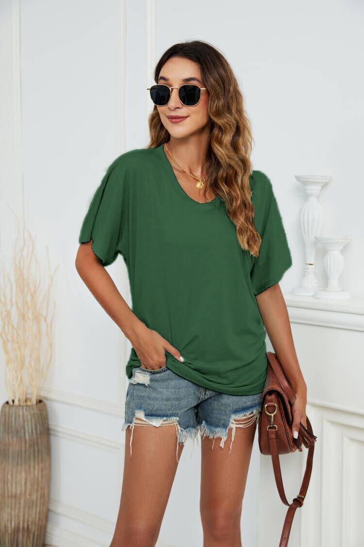 🏷️ 50% OFF SALE |Women's Everyday Comfort Ruched V-Neck T-Shirt
