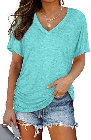 🏷️ 50% OFF SALE |Women's Everyday Comfort Ruched V-Neck T-Shirt