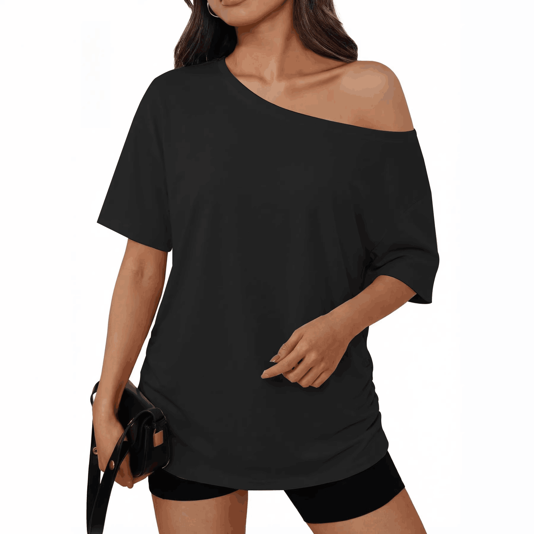 🚀50% OFF | One-Shoulder Oversized Tunic Top | Ultra-Soft Brushed Fabric✨