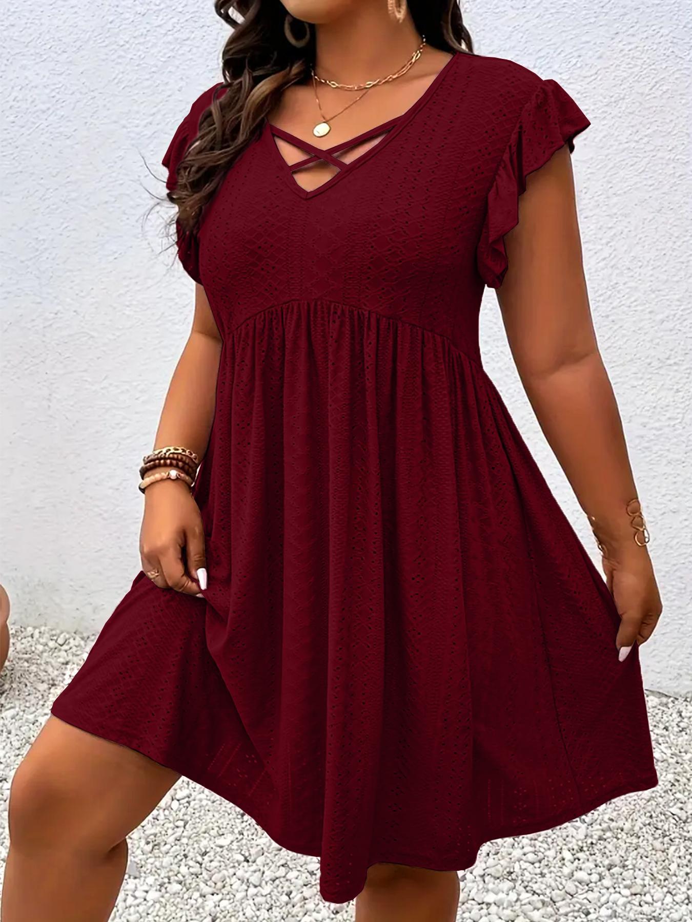 Women's V-Neck Dress with Petal Sleeves