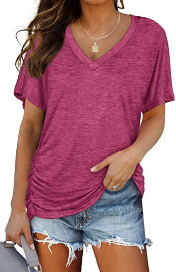 🏷️ 50% OFF SALE |Women's Everyday Comfort Ruched V-Neck T-Shirt