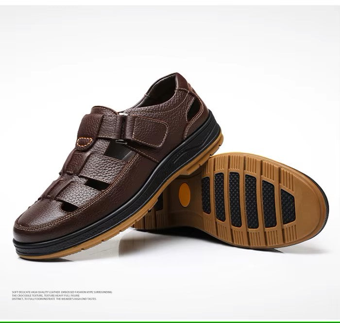 Men’s Closed Toe Shock Leather Sandals