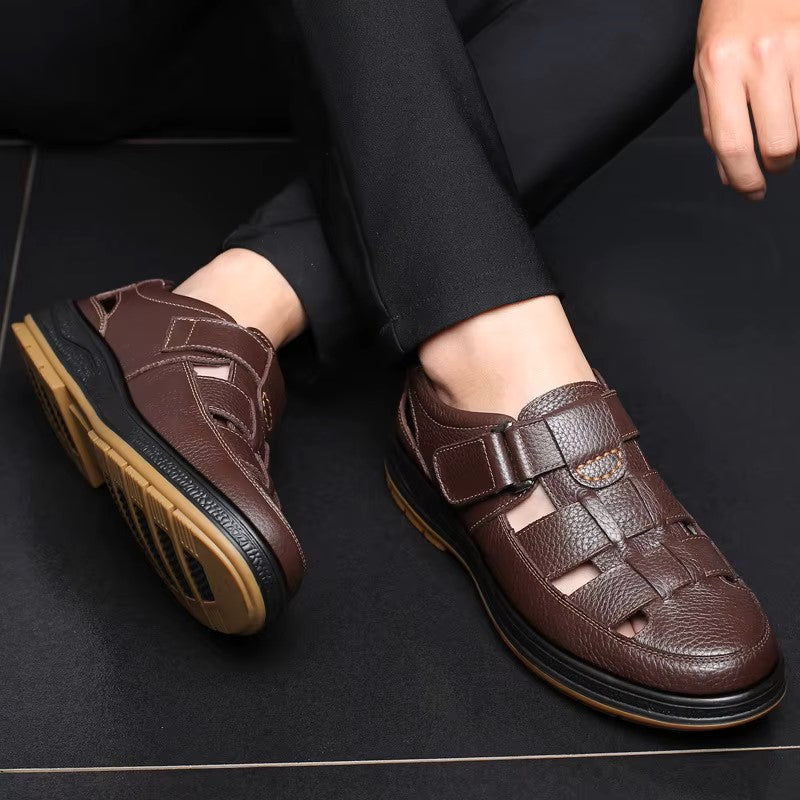 Men’s Closed Toe Shock Leather Sandals