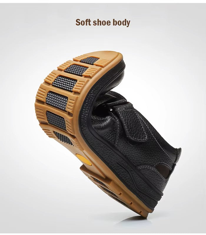 Men’s Closed Toe Shock Leather Sandals