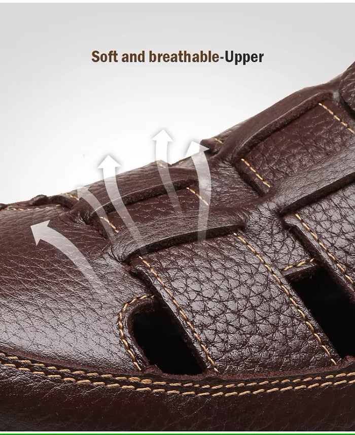 Men’s Closed Toe Shock Leather Sandals