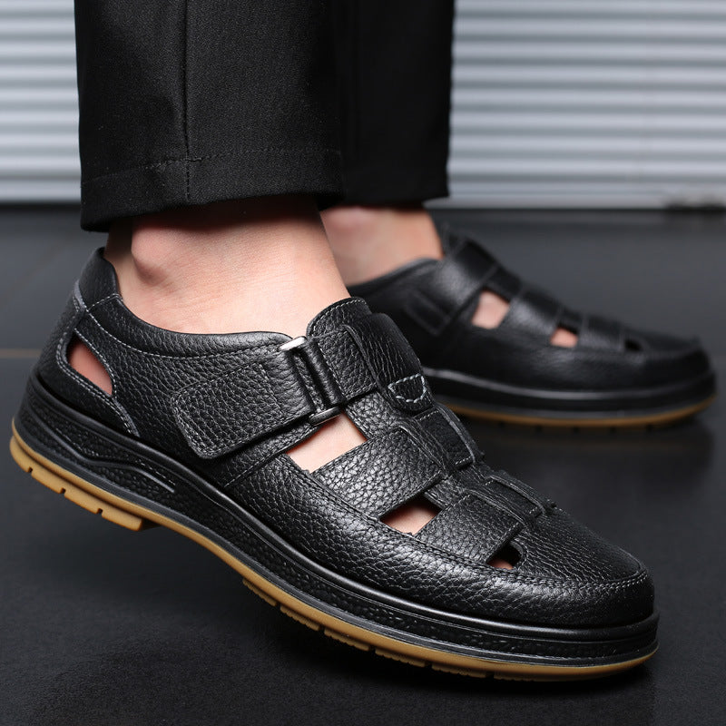 Men’s Closed Toe Shock Leather Sandals