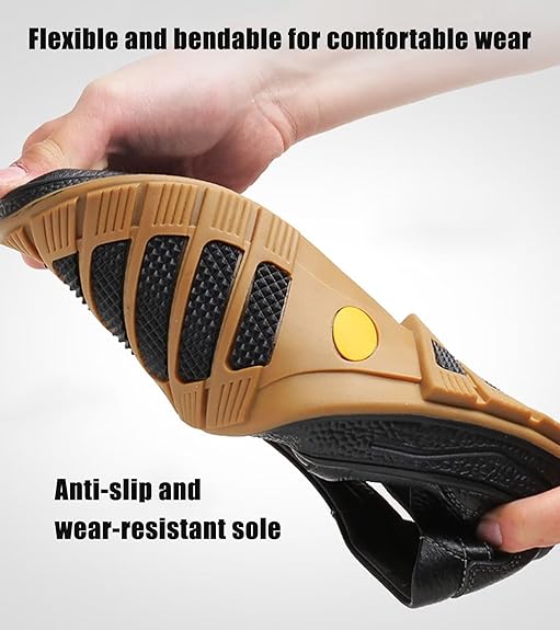 Men’s Closed Toe Shock Leather Sandals