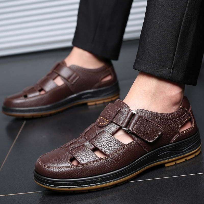Men’s Closed Toe Shock Leather Sandals