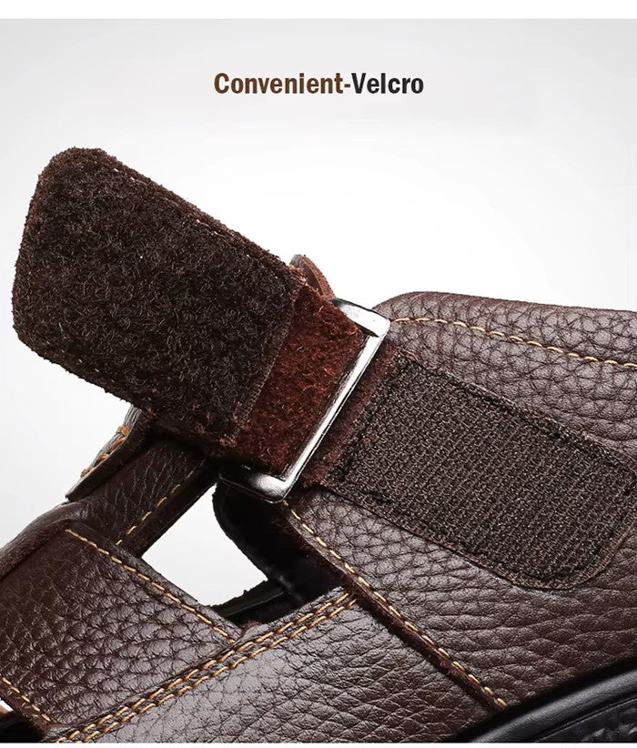 Men’s Closed Toe Shock Leather Sandals