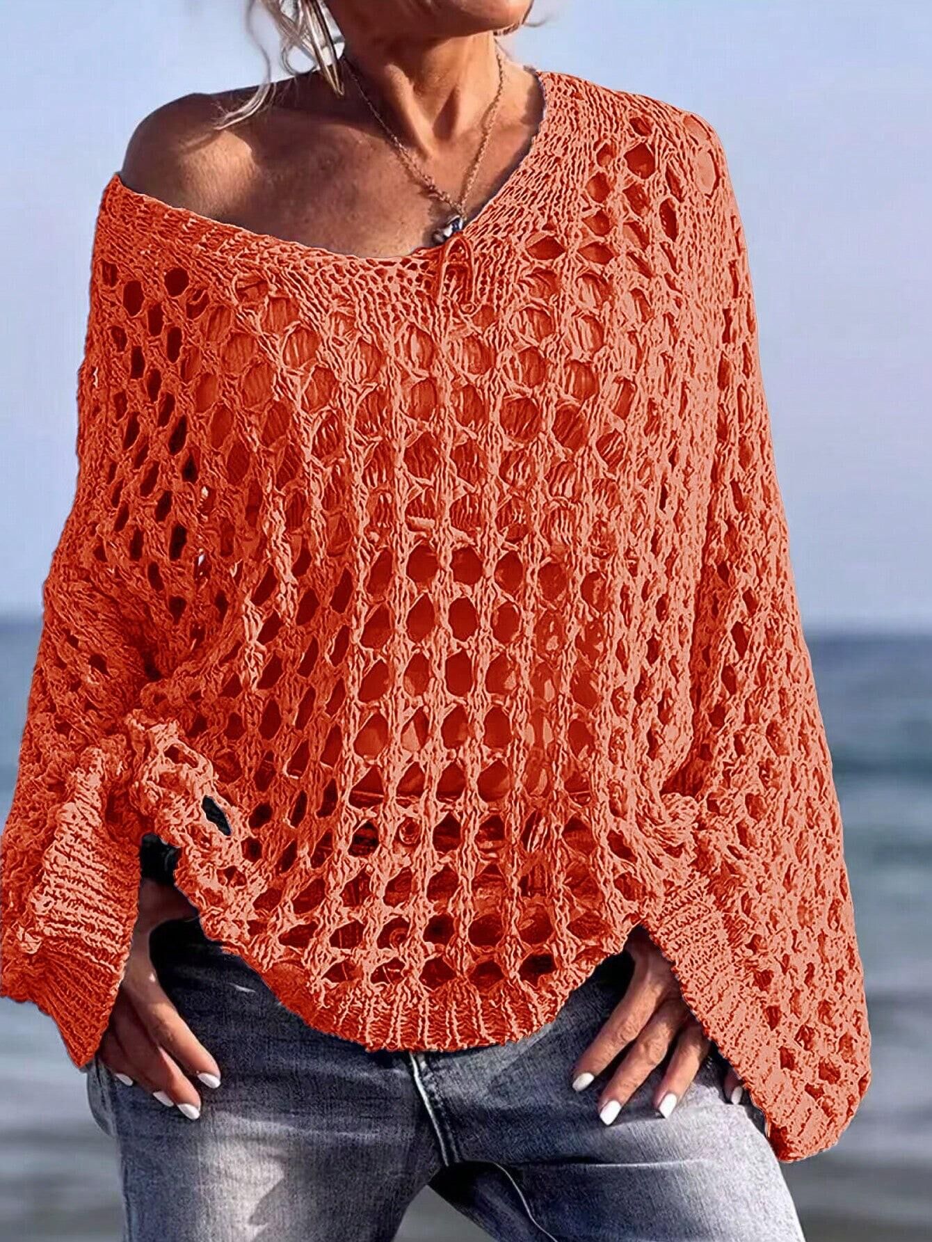 Bohemian Chic V-Neck Mesh Knit Sweater