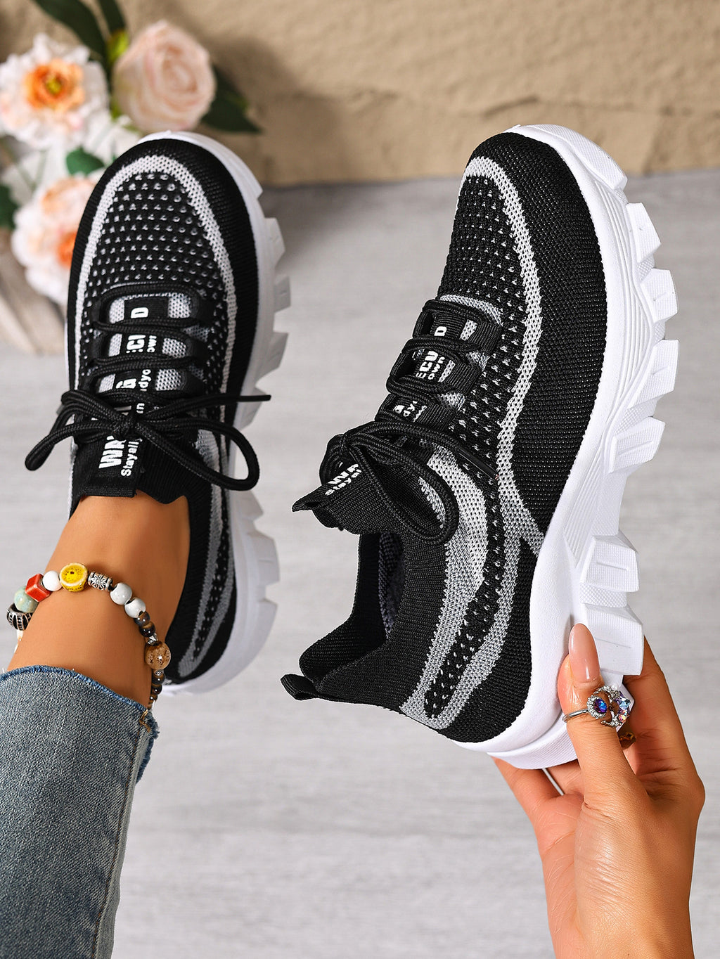 Women's Knit Lightweight Breathable Platform Sneakers