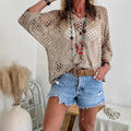 ⏰Hot Sale-Womens -Inspired Beige Crochet Top with V-Neck