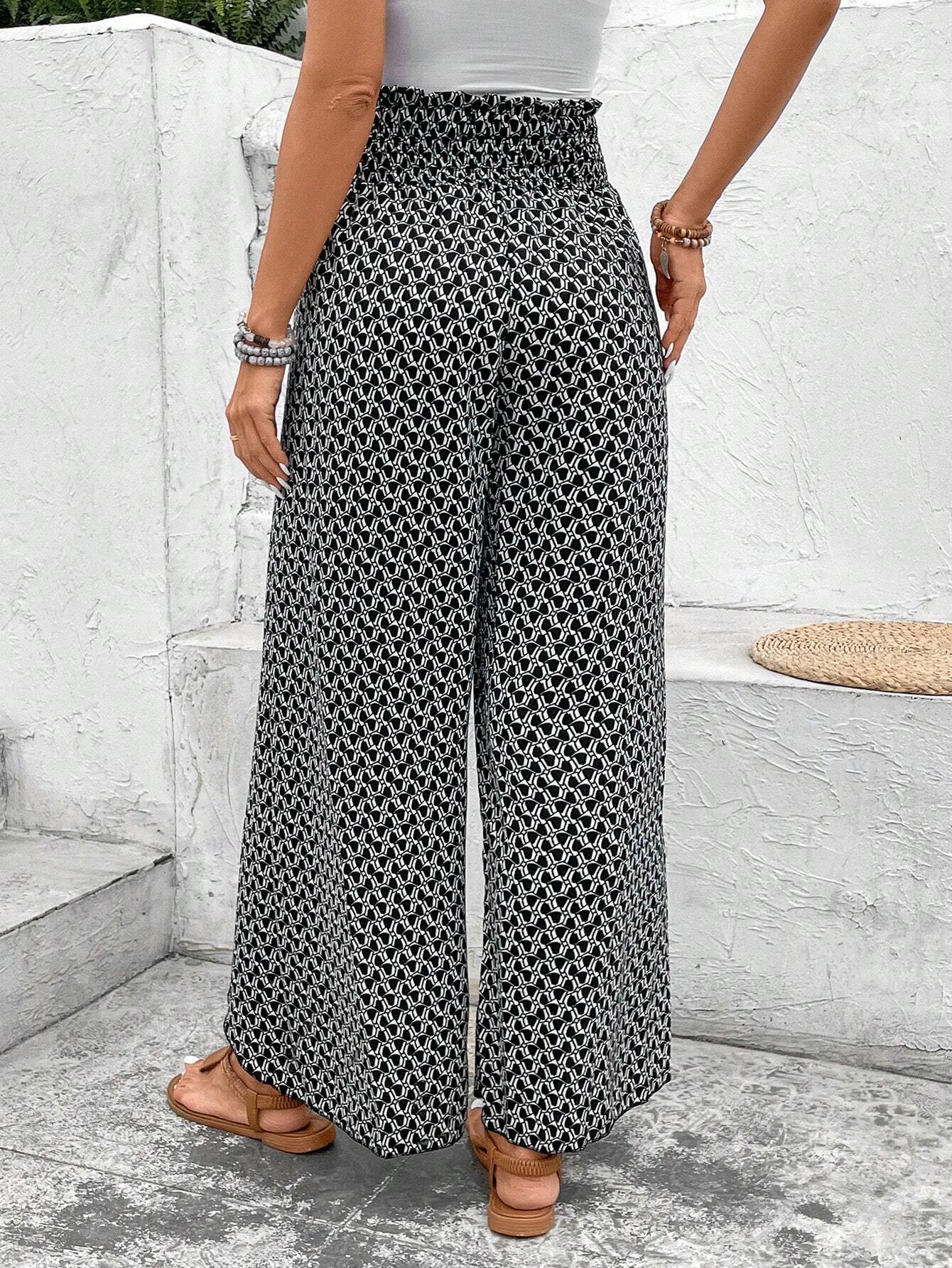 Lightweight Flowing Casual Wear Leg Trousers with Elastic Waist