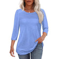 🔥🔥 2025 Women's 3/4 Length Sleeve Top Pleated Front T-Shirt