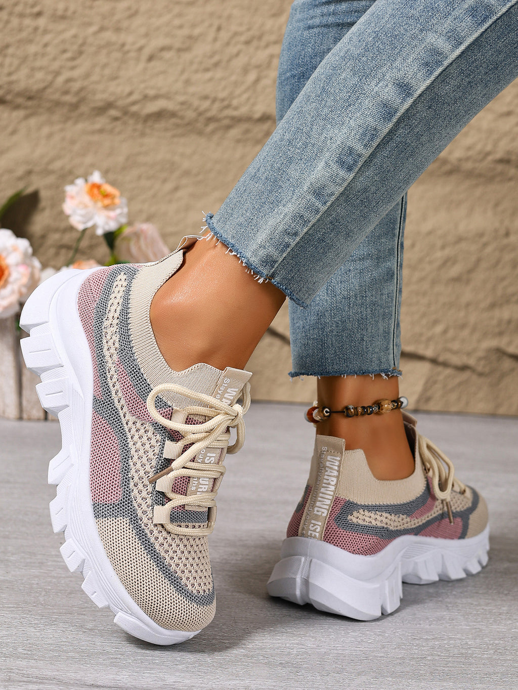 Women's Knit Lightweight Breathable Platform Sneakers