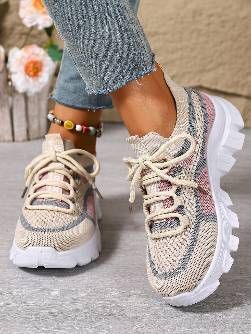 Women's Knit Lightweight Breathable Platform Sneakers