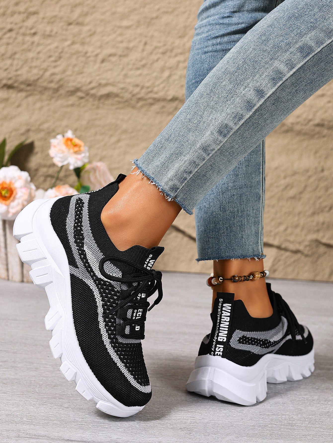 Women's Knit Lightweight Breathable Platform Sneakers