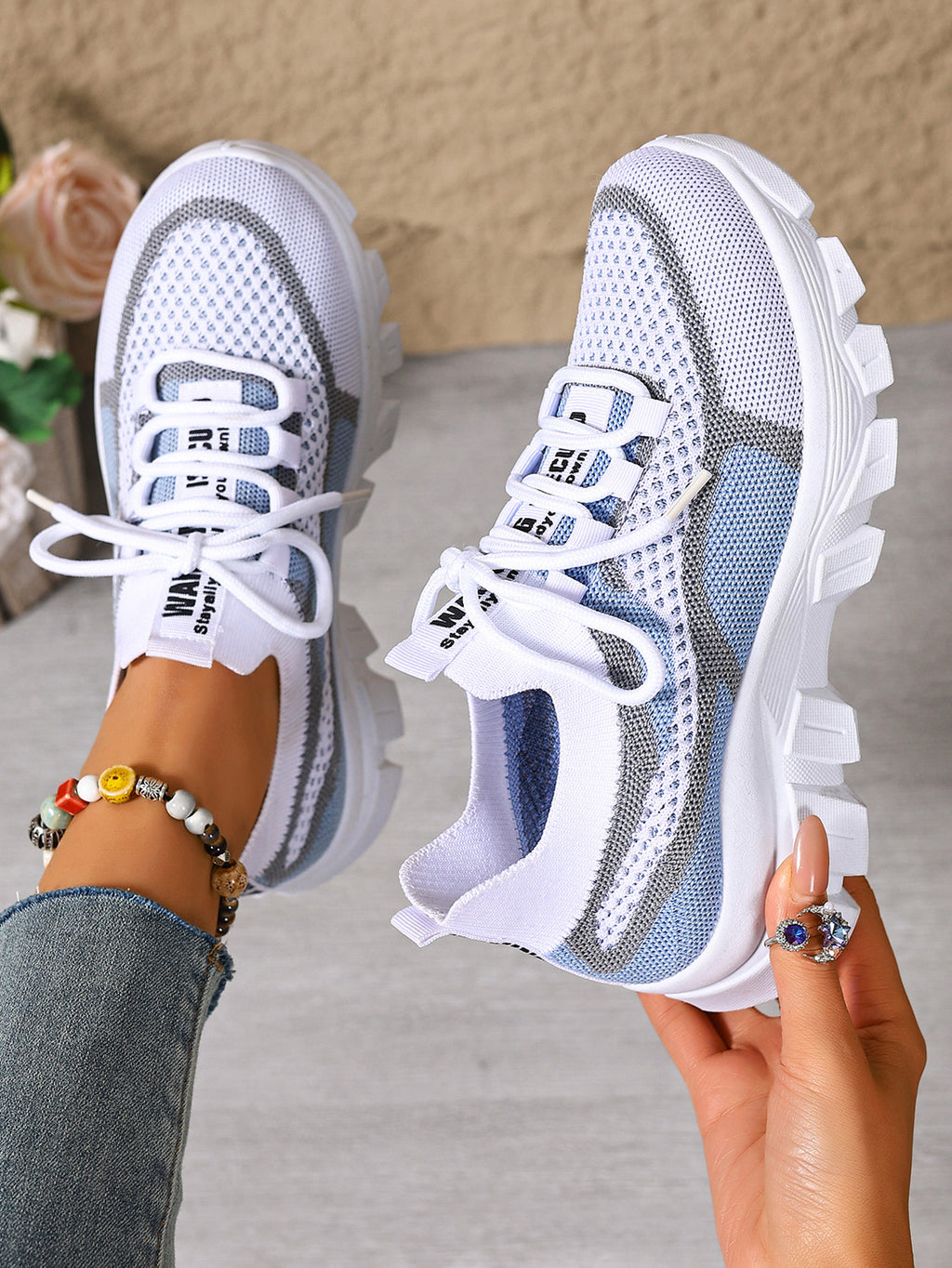 Women's Knit Lightweight Breathable Platform Sneakers