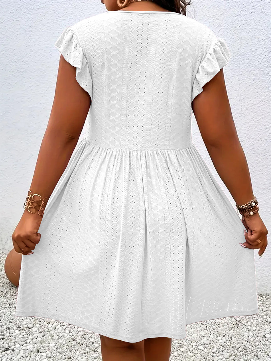 Women's V-Neck Dress with Petal Sleeves