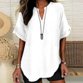 🌿 Effortless Elegance V-Neck Short Sleeve Blouse - Lightweight Comfort for Every Occasion ✨