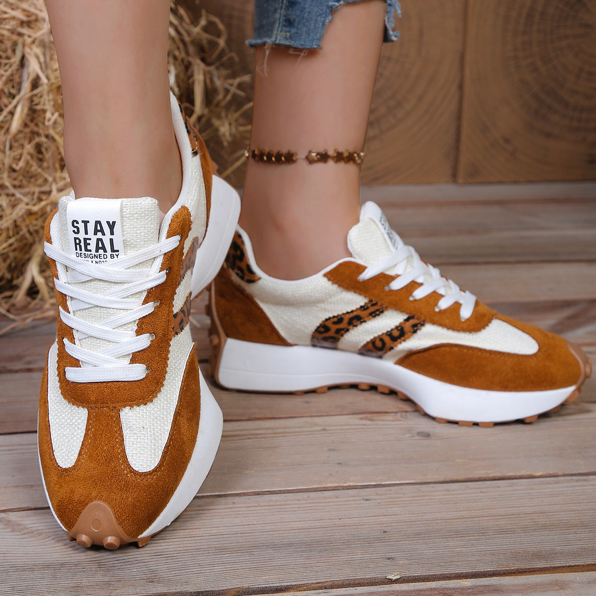 Women's Retro Striped Casual Sneakers