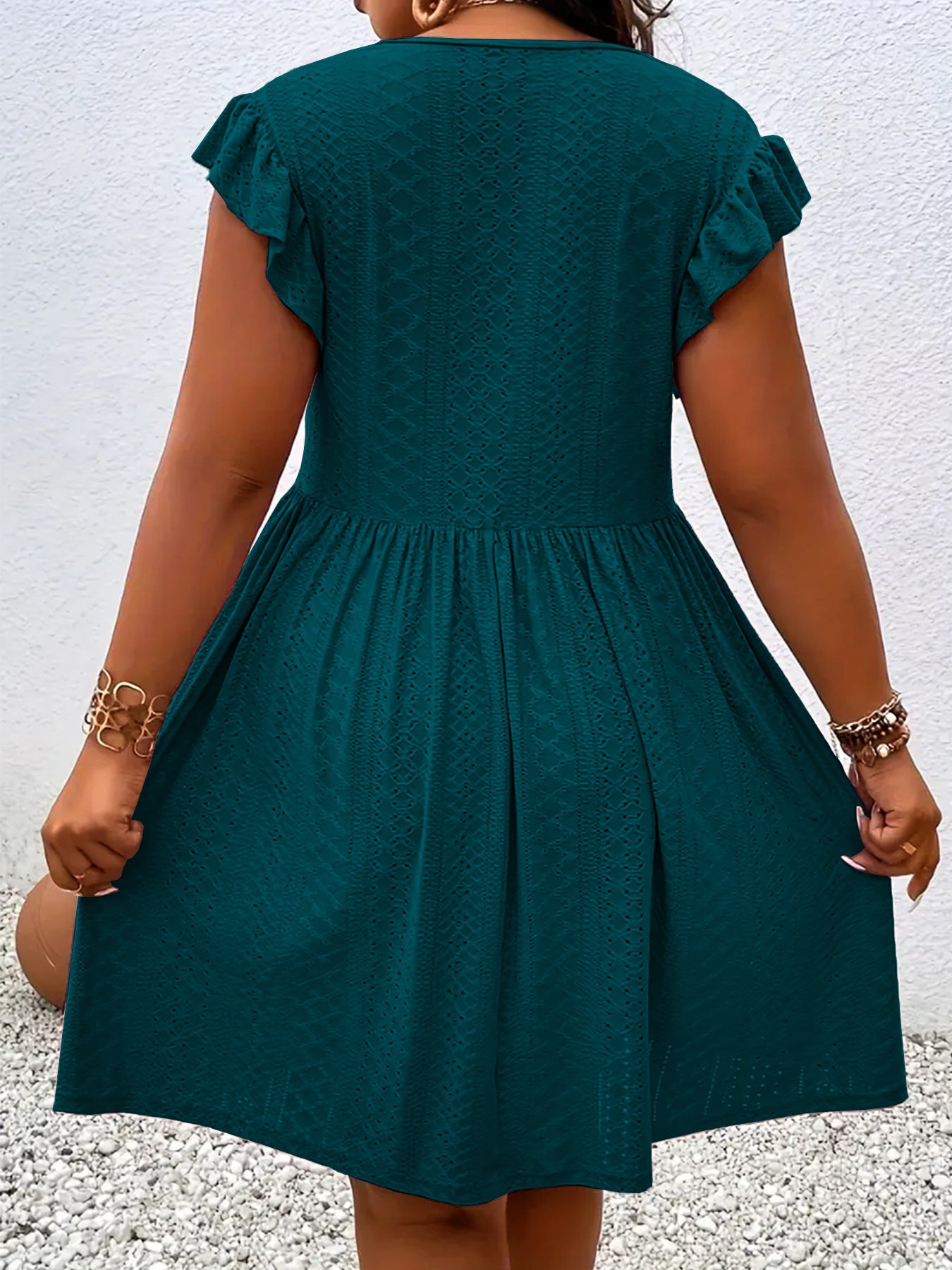 Women's V-Neck Dress with Petal Sleeves