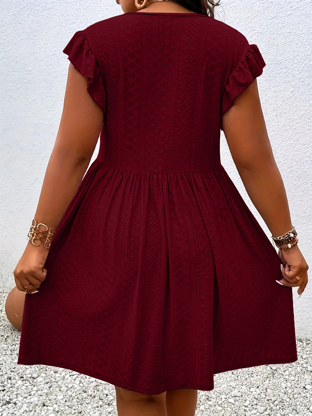 Women's V-Neck Dress with Petal Sleeves
