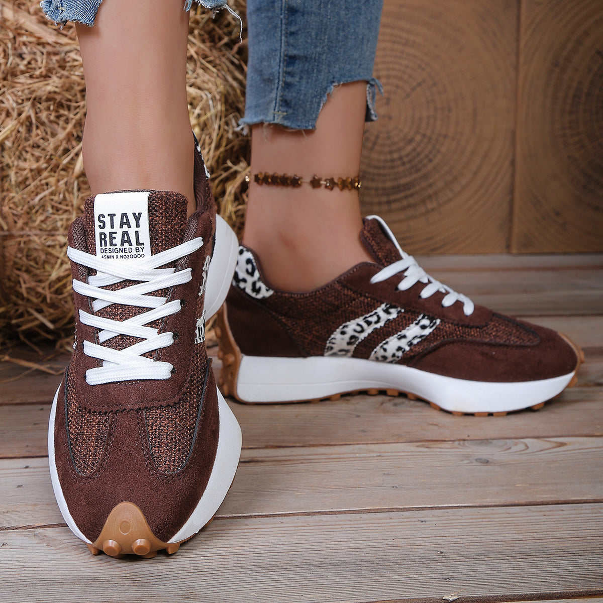 Women's Retro Striped Casual Sneakers