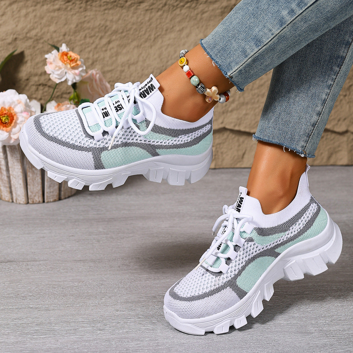 Women's Knit Lightweight Breathable Platform Sneakers