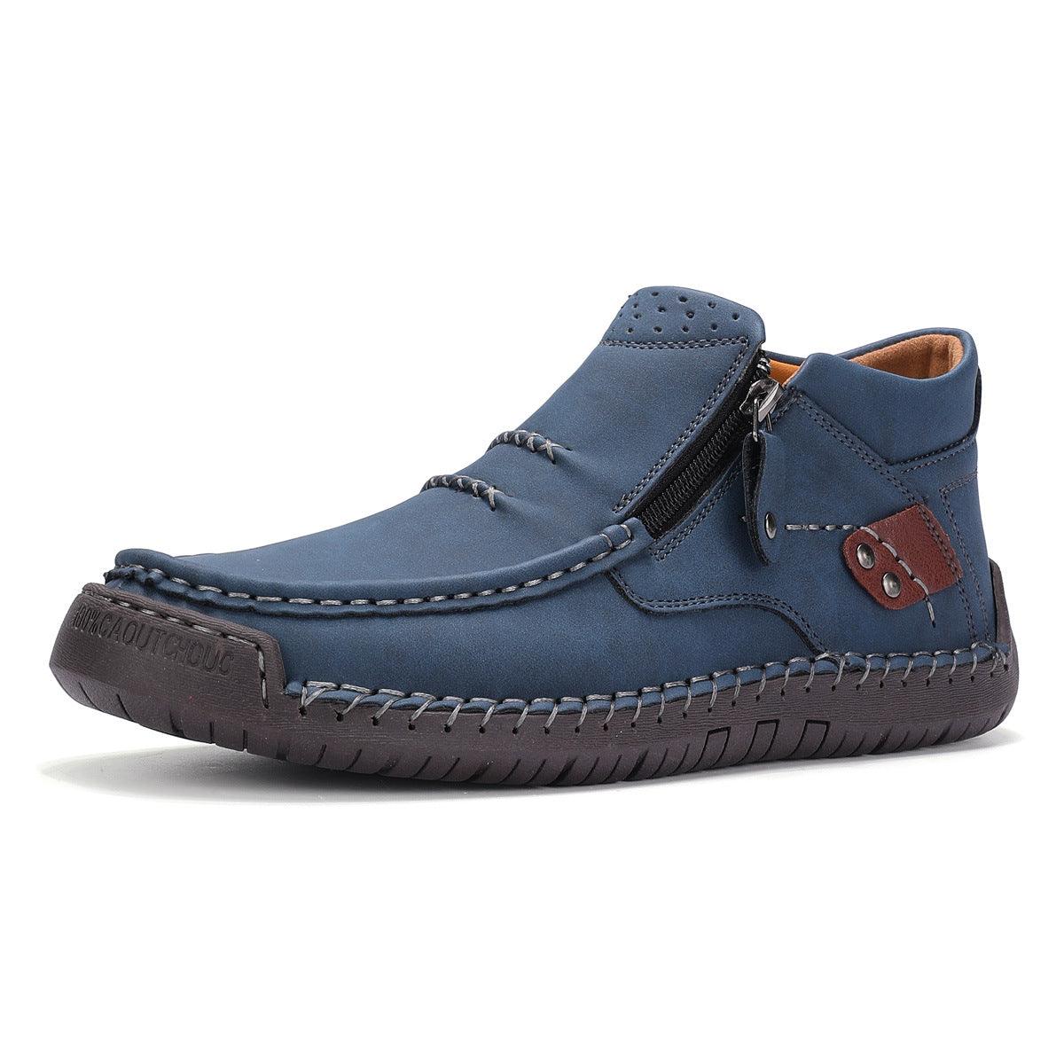 ⏰Limited Time Sale 50% OFF-Men’s Handmade Premium Leather Slip-On Driving Boots – Wide Toe, Arch Support