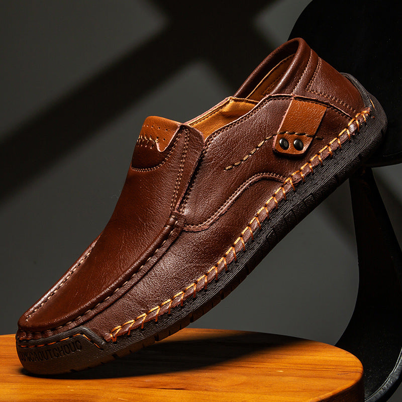 🔥 50% OFF ⏰ Classic Men’s Leather Shoes – Breathable Calfskin, Slip-On Comfort & Timeless Style! 👞✨