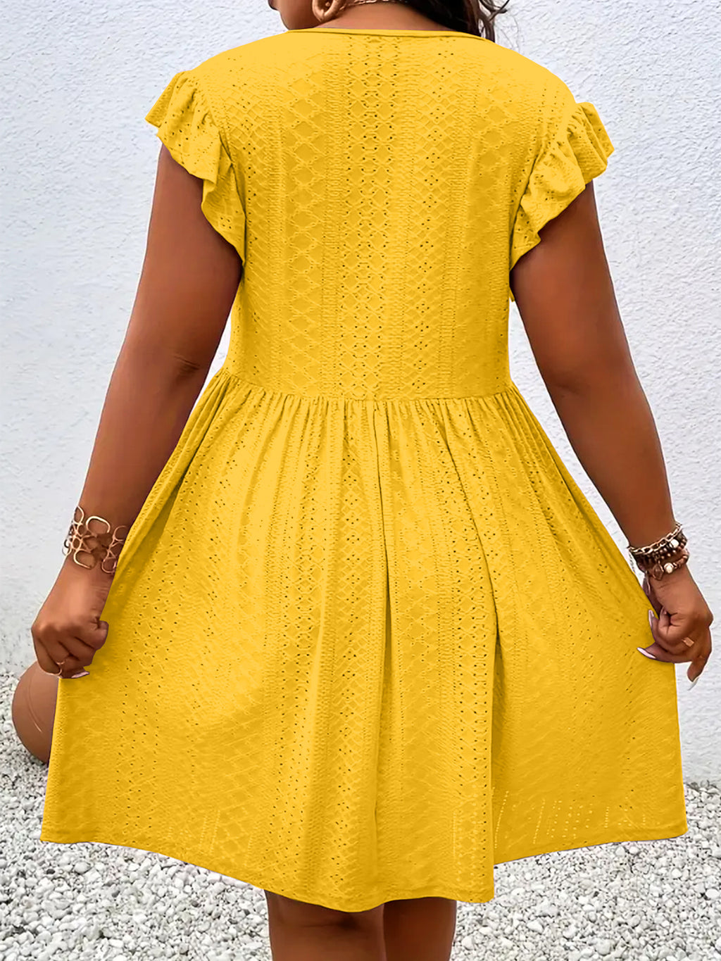 Women's V-Neck Dress with Petal Sleeves