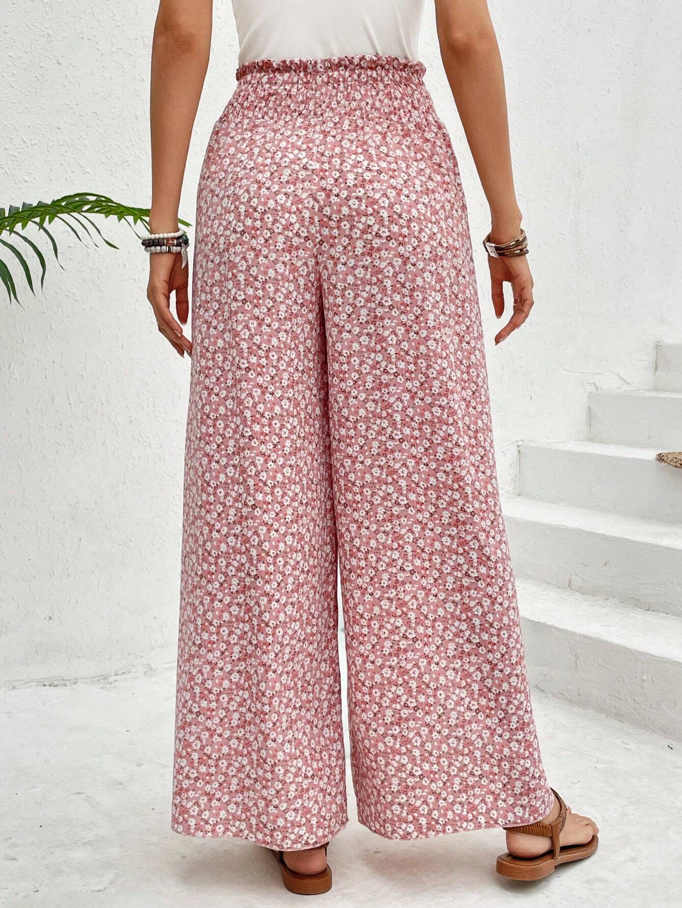 Lightweight Flowing Casual Wear Leg Trousers with Elastic Waist