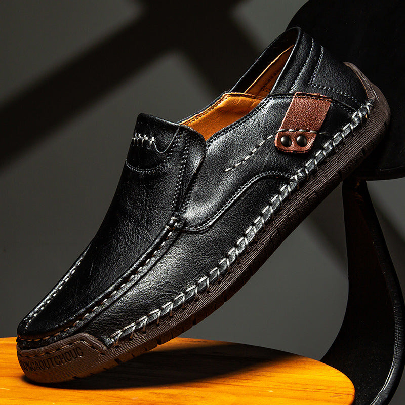 🔥 50% OFF ⏰ Classic Men’s Leather Shoes – Breathable Calfskin, Slip-On Comfort & Timeless Style! 👞✨