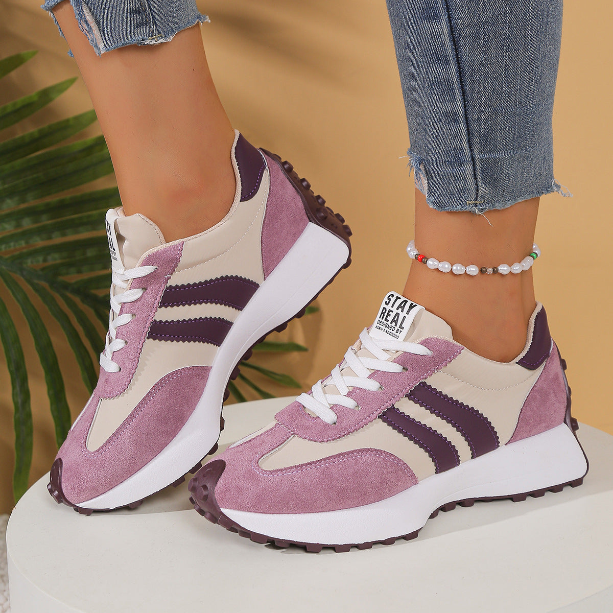 Women's Retro Striped Casual Sneakers