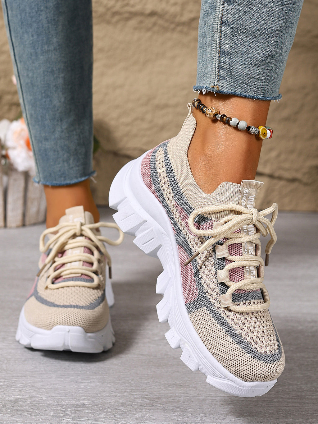Women's Knit Lightweight Breathable Platform Sneakers