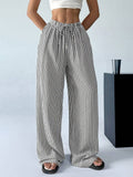 🛒High-Waist Striped Lounge Pants - Breathable Wide-Leg Trousers for Vacation & Daily Wear ✨