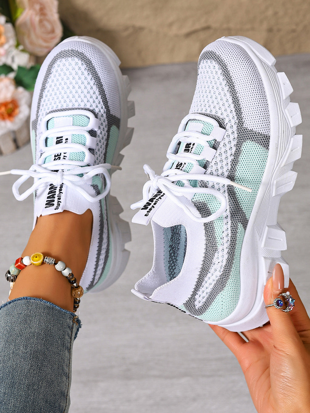 Women's Knit Lightweight Breathable Platform Sneakers