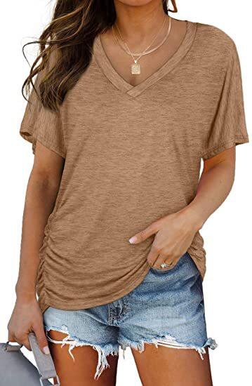 🏷️ 50% OFF SALE |Women's Everyday Comfort Ruched V-Neck T-Shirt