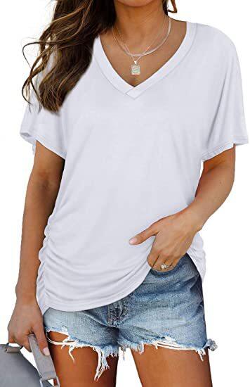 🏷️ 50% OFF SALE |Women's Everyday Comfort Ruched V-Neck T-Shirt