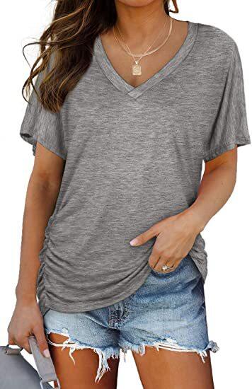 🏷️ 50% OFF SALE |Women's Everyday Comfort Ruched V-Neck T-Shirt