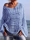 Bohemian Chic V-Neck Mesh Knit Sweater