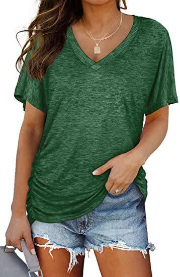 🏷️ 50% OFF SALE |Women's Everyday Comfort Ruched V-Neck T-Shirt
