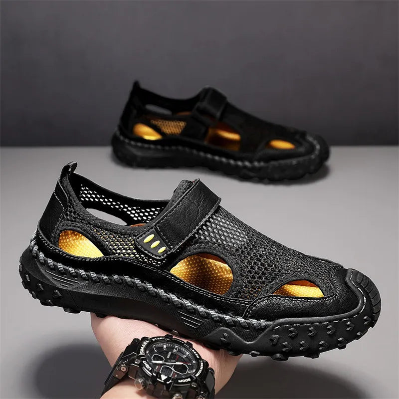 ⏰Last Day! 50% OFF 🔥Men's Handmade Cowhide Breathable Mesh Walking Shoes