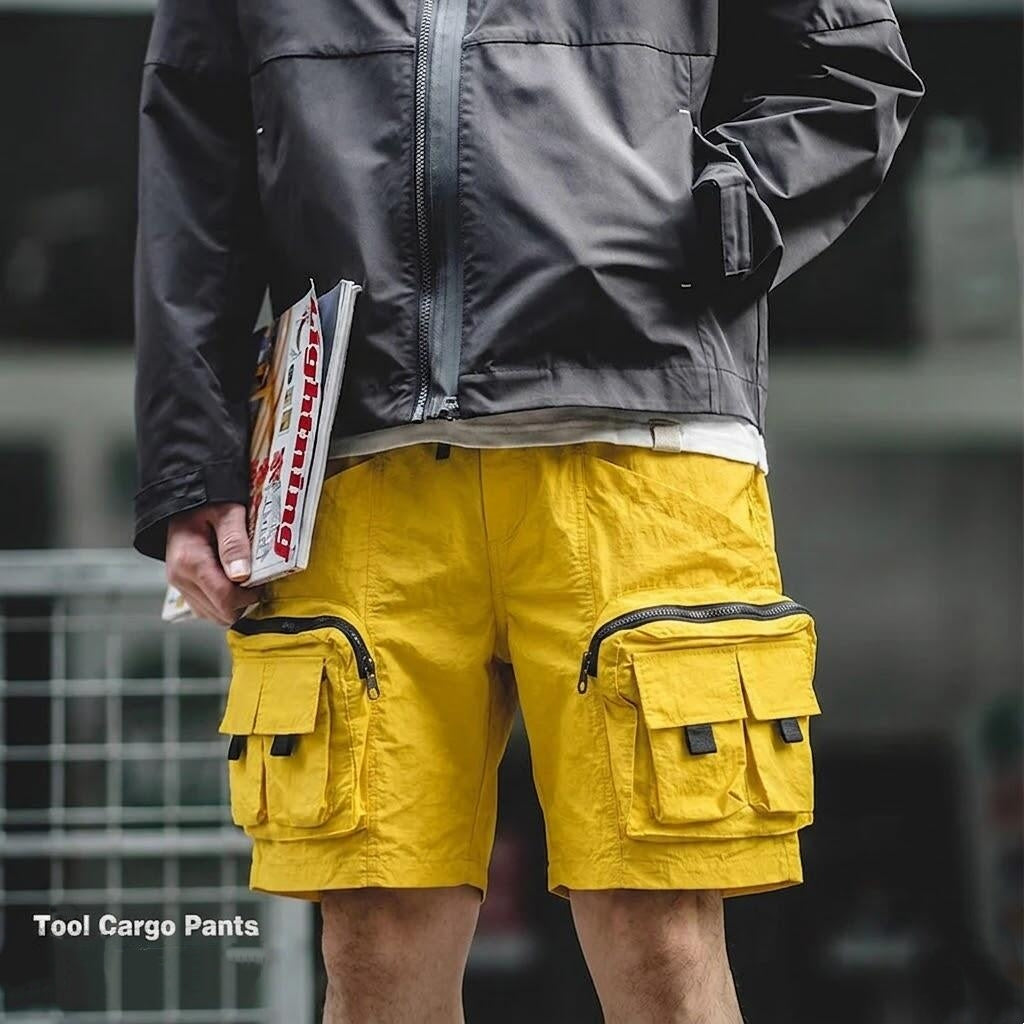 👫 Unisex Retro Multi-Pocket Cargo Shorts 🛠️ - Quick-Dry Tech Fabric 💨 - Vintage Urban Utility Shorts 🛹