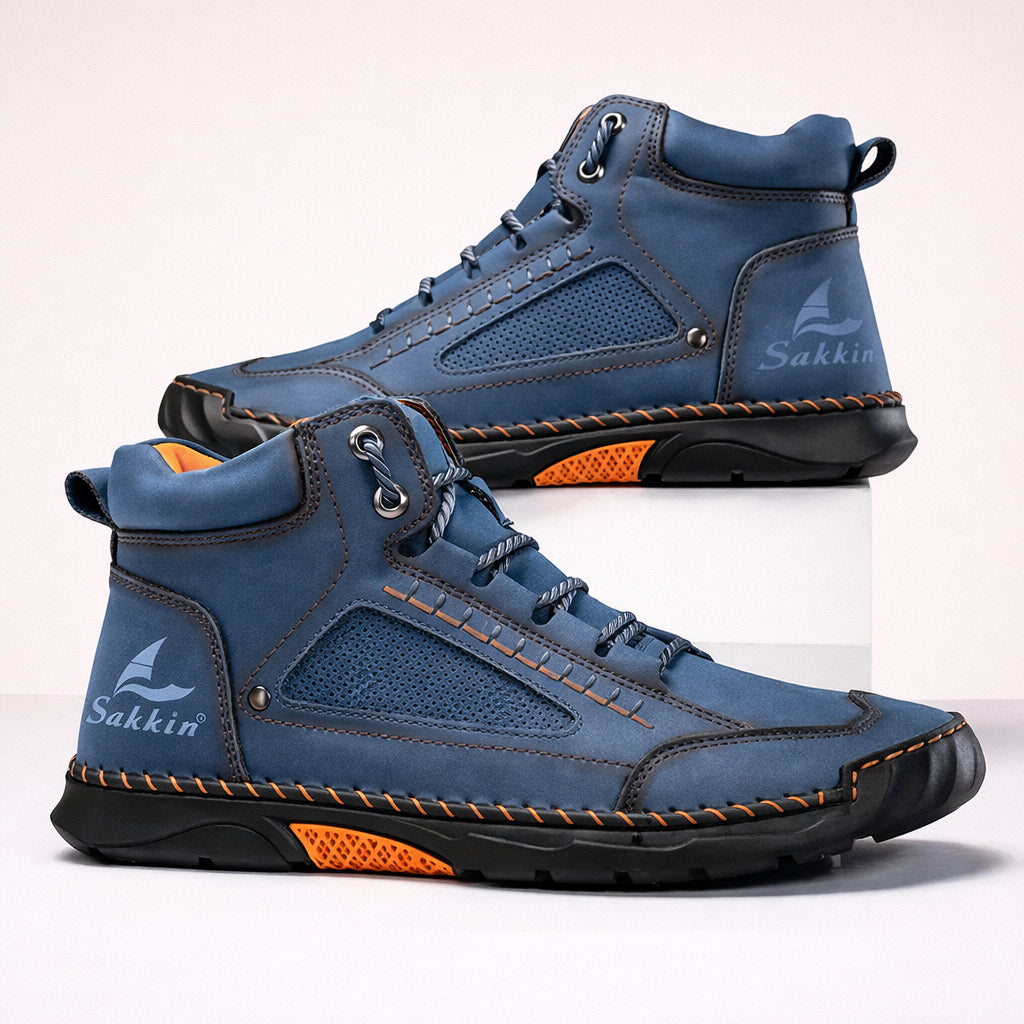 (🎁#1 Best Seller) Men's Comfortable Handmade Leather Boots – Waterproof, Arch Support, Pressure Relief, Spacious Toe Box Outdoor Leather Shoes